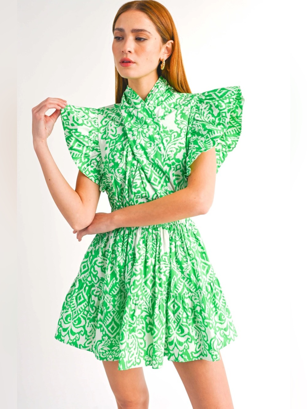 Reset by Jane Green White Yena Mini Patterned Dress